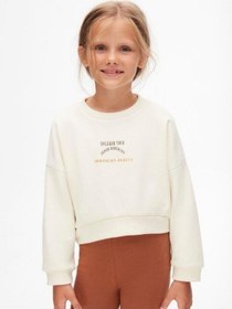 Resim Kız Çocuk Pamuklu İki İplik Bohem Sweatshirt-14711 KREM 