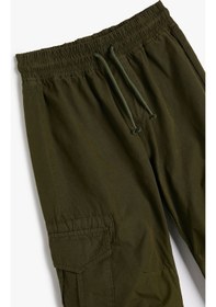 Resim Koton Basic Jogger Pantolon Beli Bağlamalı Pamuklu Haki 4skb40021tw 4SKB40021TW853 Haki 