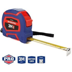 Resim Workpro Wp261008 3mx16mm/10ft. Naylon Kaplama Sarı Çelik Şerit Metre Standart 