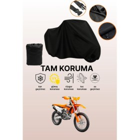 Resim Dokaca Siyah Ktm 350 Exc-F Uyumlu Motor Branda, Koruyucu Örtü, Motosiklet Brandası 