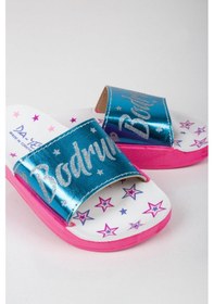Resim Kız Çocuk Minik Yıldız Temalı Bodrum Yazılı Terlik-5801-mavi Mavi 