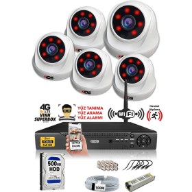 Resim Ids 5 Kameralı 5mp Sony Lensli 1080P Fullhd Güvenlik Kamerası Sistemi - Cepten Izle - 500 Iç 