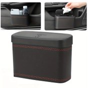 Resim Dashanshop Siyah Evrensel Araç Çöp Kutusu Katlanır Kapaklı Oto Çöp Kovası 