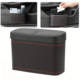 Resim Dashanshop Siyah Evrensel Araç Çöp Kutusu Katlanır Kapaklı Oto Çöp Kovası 