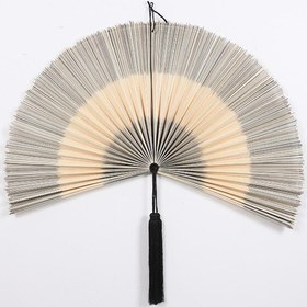 Resim Japandi, İskandinav Dekoratif Doğal Bambu Akordeon Gri Duvar Dekoru Japon Yelpaze 100x55x100 cm 