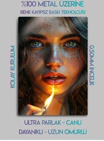 Resim Parlak Metal Baskı Tablo - Vektörel Güzel Kadın 