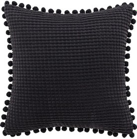 Resim Kosona Koyu Siyah Yumuşak Kadife Yastık Kılıfı, Mısır Taneli Dokulu Modern Ev Dekoru, Rafine Oturma Odası Koltuk Yastığı, Temizliği Kolay Fonksiyonel Kılıf 