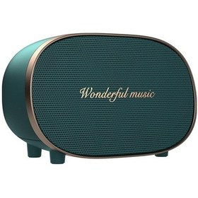 Resim Retro Tasarım Bluetooth Hoparlör - Tf Kart Ve Aux Girişli, Güçlü Bas, Taşınabilir Yeşil 