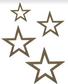 Resim Boyanabilir Ahşap Mdf Yıldız Temalı 4 Lü Dekoratif Obje - Süs 