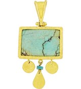 Resim Altın Turkuaz Kolye Ucu T001502 