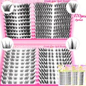 Resim 420/100/80/60 Adet Göz Kirpik Kümlesi Karışık Set - 4 Stil Bir Kutuda, Güçlü, Kedi Gözü, Tilki Gözü ve Dramatik & Hacimli Tarzlar. Günlük, Parti veya Düğün Makyajı için Yeniden Kullanılabilir DIY Kirpik Uzatma Seti, Müzik Festivali 