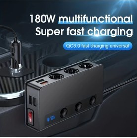 Resim Lumaworld Siyah High-power 120w 180w Araç Şarj Cihazı Çift Usb Portlu Voltaj Ekranlı Hızlı Şarj 12v 24v 