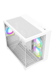 Resim Nova Beyaz 3 Rgb Fanlı Temperli Cam Panel Boş m-ATX Gaming Oyuncu Bilgisayar Kasası 