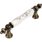 Resim Tomurcuk Fırça Antik 165 Nolu Desenli 96 mm 1670 Serisi Porselen Çekme Mobilya Kulbu (1670-41-96-165) 