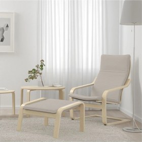 Resim IKEA Poang Sallanan Koltuk Knisa Açık Bej Huş Yüksek Arkalıklı 