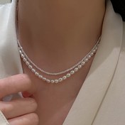 Resim Kadınlar için 2'li Set Düğün Sezonu Fransız Şık Işıltılı Taklit İnci Kolye Seti, Rastgele Taklit İnci Sayısı 