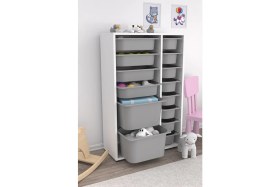 Resim Pratico Rine Çok Amaçlı Oyuncak Dolabı Gri 69x30x109 cm 14 Sepetli Suntalam Malzeme 