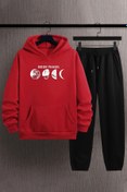 Resim Trend Sizde Unisex Özel Tasarım Moon Phases Baskılı Üst Alt Eşofman Takımı 