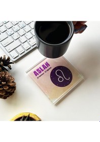 Resim Decorita Cam Bardak Altlığı Burçlar - Aslan Burcu 4'lü Takım Çok Renkli 