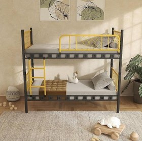 Resim Reyo Metis Genç Çocuk Yatak Odası Metal Sarı Ranza 90x190 