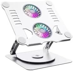 Resim Daytona ST-801D Çift Fanlı Alüminyum Katlanabilir 360 Derece Dönebilir Laptop Dizüstü Macbook Standı (Silver) 
