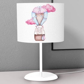 Resim instababyrooms Fil Pembe Balon Desenli Çocuk Odası Dijital Baskılı Çocuk Odası Masaüstü Abajur Avize 