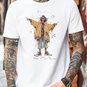 Resim Şık Erkek Karikatür Baskılı Tişört - Günlük, Nefes Alabilen Polyester Karışımı, Makinede Yıkanabilir - Yaz İçin Mükemmel 