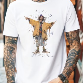 Resim Şık Erkek Karikatür Baskılı Tişört - Günlük, Nefes Alabilen Polyester Karışımı, Makinede Yıkanabilir - Yaz İçin Mükemmel 