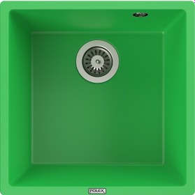 Resim Polex Cristalüx Granit Evye P-X40 Yeşil Tezgah Altı Ve Tezgah Üstü Kare Mutfak Evyesi 53.8x44 CM 