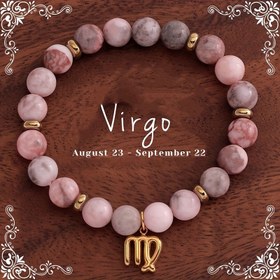 Resim 1 El Yapımı Zodyak Boncuklu Bilezik Doğal Taşlarla - Zarif & Basit Tarz, Paslanmaz Çelik Başak Burcu Kolye, Günlük Kullanım & Hediye İçin Esnek Uyum, Şefkat & Kararlılık Sembolü 