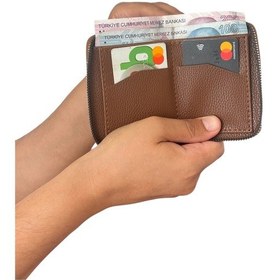 Resim Premium Serisi Özel Kutulu Lüks Deri Dikey Fermuarlı Cüzdan Kemer Kartlık Ve Saat Erkek Seti Çok Renkli 