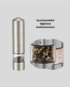 Resim Depomıx Modern Otomatik Baharat Öğütücü Seti Pilli, Paslanmaz Çelik, Led Aydınlatmalı 