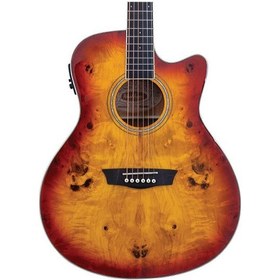 Resim Washburn Deep Forest Burl Ace Amber Fade Elektro Akustik Gitar 