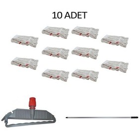 Resim Sska Cod-ex Geniş Islak Paspas Mop Takımı Seti Geniş Islak Mop Başlığı 10'lu + Metal Sap + Mop Tutucu 