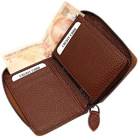Resim Westpolo Hakiki Deri Kağıt Para Ve Bol Kart Bölmeli Fermuarlı Unisex Cüzdan - Taba Taba 