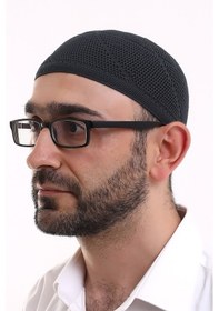 Resim Dantel Pamuklu Triko Makine Örme Takke Siyah 