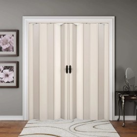 Resim Faran Dekorasyon 215 x 230 Beyaz Renk Camsız Çift Açılım Pvc Akordiyon Katlanır Kapı FRNAKMODEL-208 