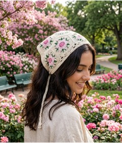 Resim Honeybeeatelier bohem pembe bandana 