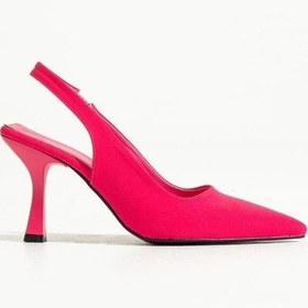 Resim Bej Deri Topuklu Ayakkabı Fuşya 