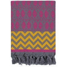 Resim Fuşya Antrasit Adinkra Peştamal 