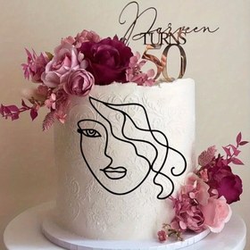Resim 1 Adet Şık Kadın Yüz Pasta Süsü - Minimalist Siyah Çizgi Sanatı Dekorasyonu, Doğum Günü, Yıl Dönümü, Düğün veya Her Türlü Parti Pastası İçin - Montaj Gerektirmez, Kolay Temizlenebilir Akrilik Plaka, Kekler ve Tatlılar için - Kadınlar İçin Mükemmel Doğum Günü Hediyesi, Pasta Süsleme, Kutlama Dekoru, Zarif Tasarım 