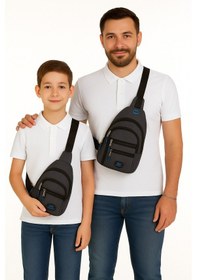 Resim Newish Polo Erkek Çapraz Omuz Çantası Baba Oğul Kombinli New122 Mavi - Mor 