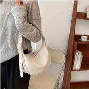 Resim Şık Japon Esintili Düz Renkli Kadın Çapraz Vücut Çantası - Ayarlanabilir Askılı Minimalist Hilal Tasarım, Lekelere Dayanıklı, Fermuarlı Kapatma - Kahve, Beyaz, Siyah, Mini Cüzdan renklerinde mevcut 