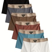Resim 6 Parça Erkek Yazlık Boxer Külot - Nefes Alabilen Esnek Kumaş ve Elastik Bel Bantlı, Harfli Bel Baskılı, 6 Renk (Siyah/Gri/Bej/Mavi/Beyaz/Kahverengi) - Makinede Yıkanabilir Günlük İç Çamaşırı, Rahat Giyim, Şık Desen, Dayanıklı Yapım, Günlük Kullanım İçin, Trendy İç Çamaşırları, Yumuşak Malzeme, Çoklu Paket, İş Kıyafeti Temel Parçaları 