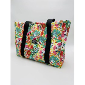 Resim Differ Studio Çiçek Desenli Su Geçirmez Siyah Iç Çantalı Plaj/kol/omuz/spor Çantası 