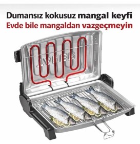 Resim Taner Kebapçı Xxl Battal Boy Çift Telli Elektrikli Et ve Balık Izgarası 44X27CM 1450WATT 
