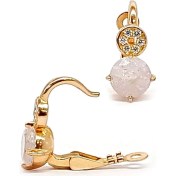Resim Ose Shop Italyan Tasarimi Beyaz Rock Kuvars Taşlı 925 Ayar Gümüş Rose Küpe 