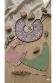Resim Aluve 3 Katmanlı Sıvı Geçirmez Müslin Bebek Mama Önlüğü Seti- 3'lü set-1, ( Doğum günü, Babyshower hediyesi ) 