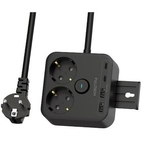 Resim Fulltech FTR-21 2xType-C 2xUSB 3680 W Termal Akım Korumalı Priz 2'li Siyah 