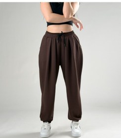 Resim Pileli Kahve Kadın Jogger Pantolon Coc2848 Kahverengi 